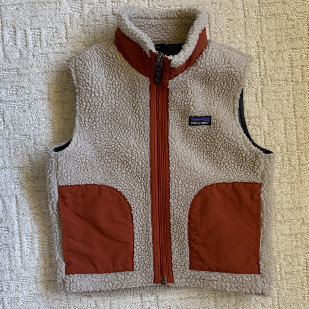 Patagonia Kids' Cream and Brown Fleece Vest
